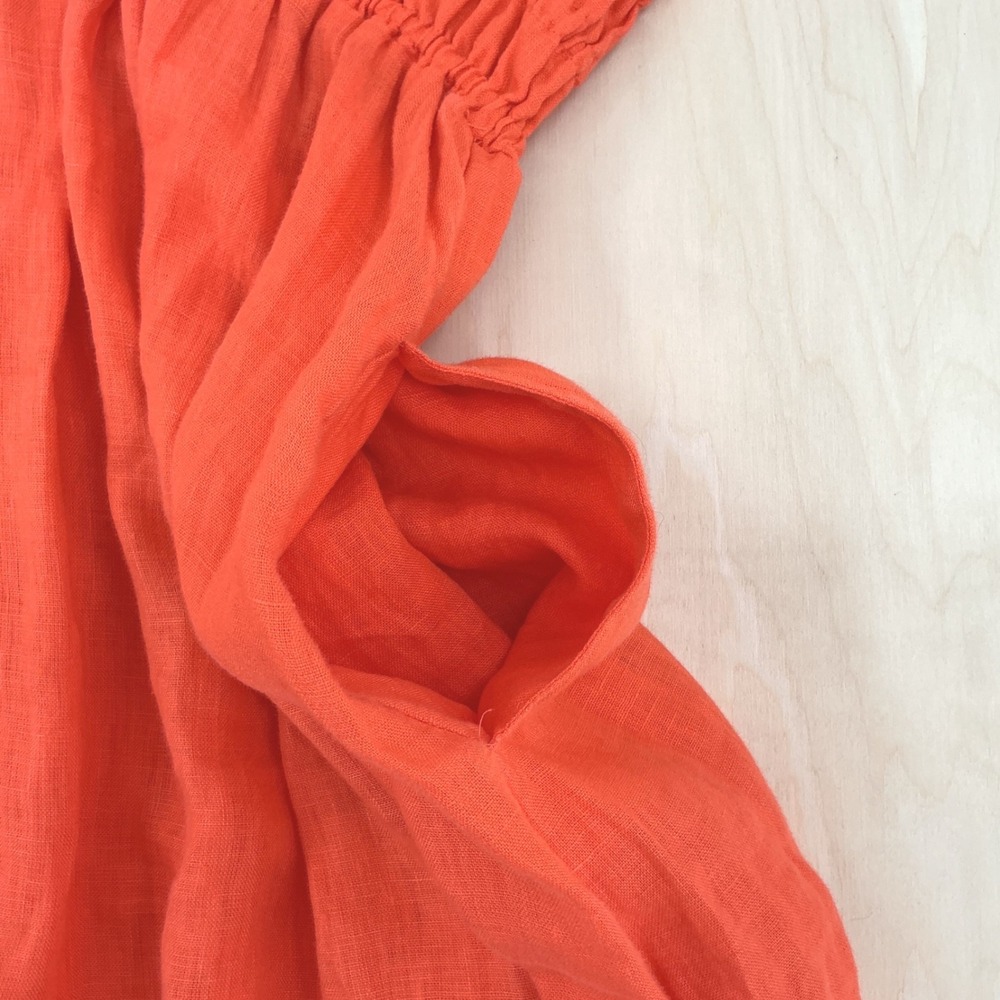 Womens J.Crew Summer Gauzy Linen Maxi Dress XL Orange Smocked Waist Boho - Picture 13 of 13
